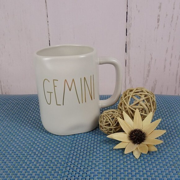 New RAE DUNN "GEMINI" Zodiac Sign Coffee Mug Farmhouse Constellation - Picture 2 of 6